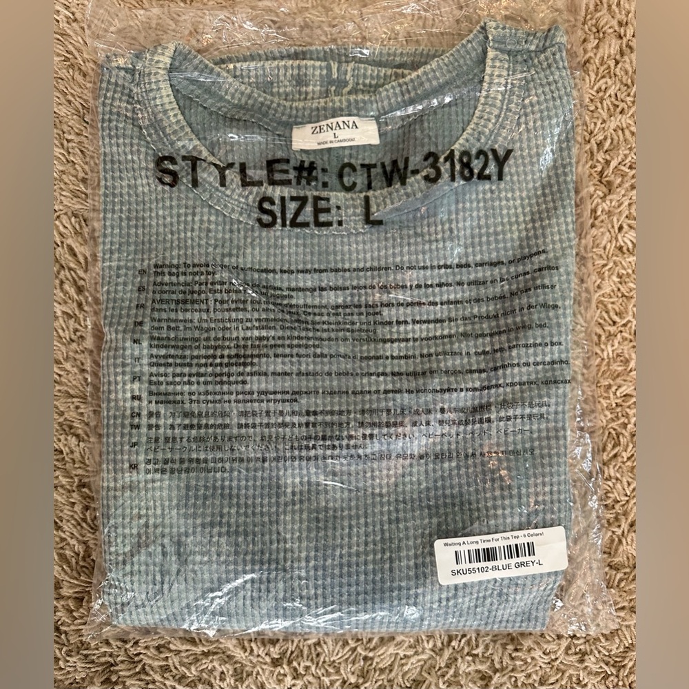 ZENANA WAFFLE KNIT TOP